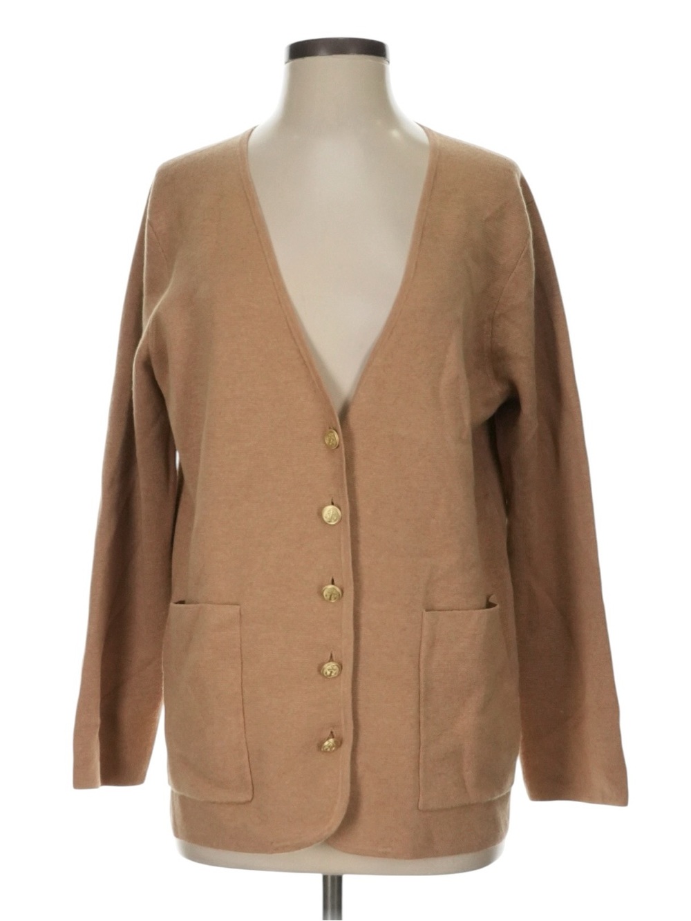 J. Crew Giselle V-Neck Sweater Blazer S Tan V-Neck Longer Gold Buttons NWT